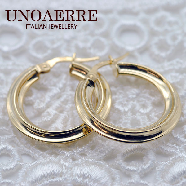 Luna様　UNOAERRE フープピアス 楽天市場】☆ウノアエレ【UNOAERRE】K18イエローゴールド フープ