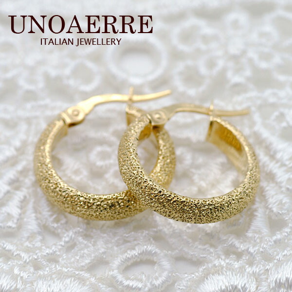楽天市場】☆ウノアエレ【UNOAERRE】K18イエローゴールド フープピアス