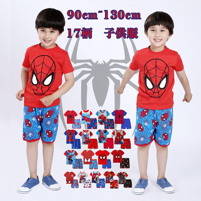 一部即納 激安 男の子 パジャマ スパイダーマン スパイダー柄 半袖Tシャツ ハーフパンツ 上下セット 子供 パジャマ 上下セット 子ども 寝巻き 入院 キャラクター お揃い ハロウィン イベント パーティー 衣装 親子 お揃い なり切り 赤 レッド 黒 ブラック 90-130cm画像