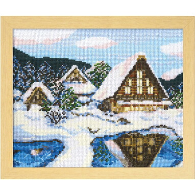 [VD001]オリムパス　ししゅうキット　額ししゅう　雪の白川郷7389[RPT]