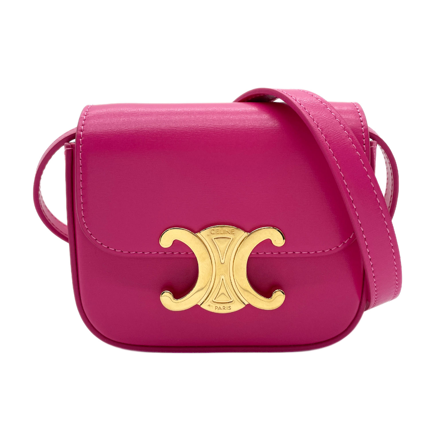 CELINE セリーヌ トリオンフ ミニクロード ミニ ショルダーバッグ マカダム フラップ KB-010 【中古】