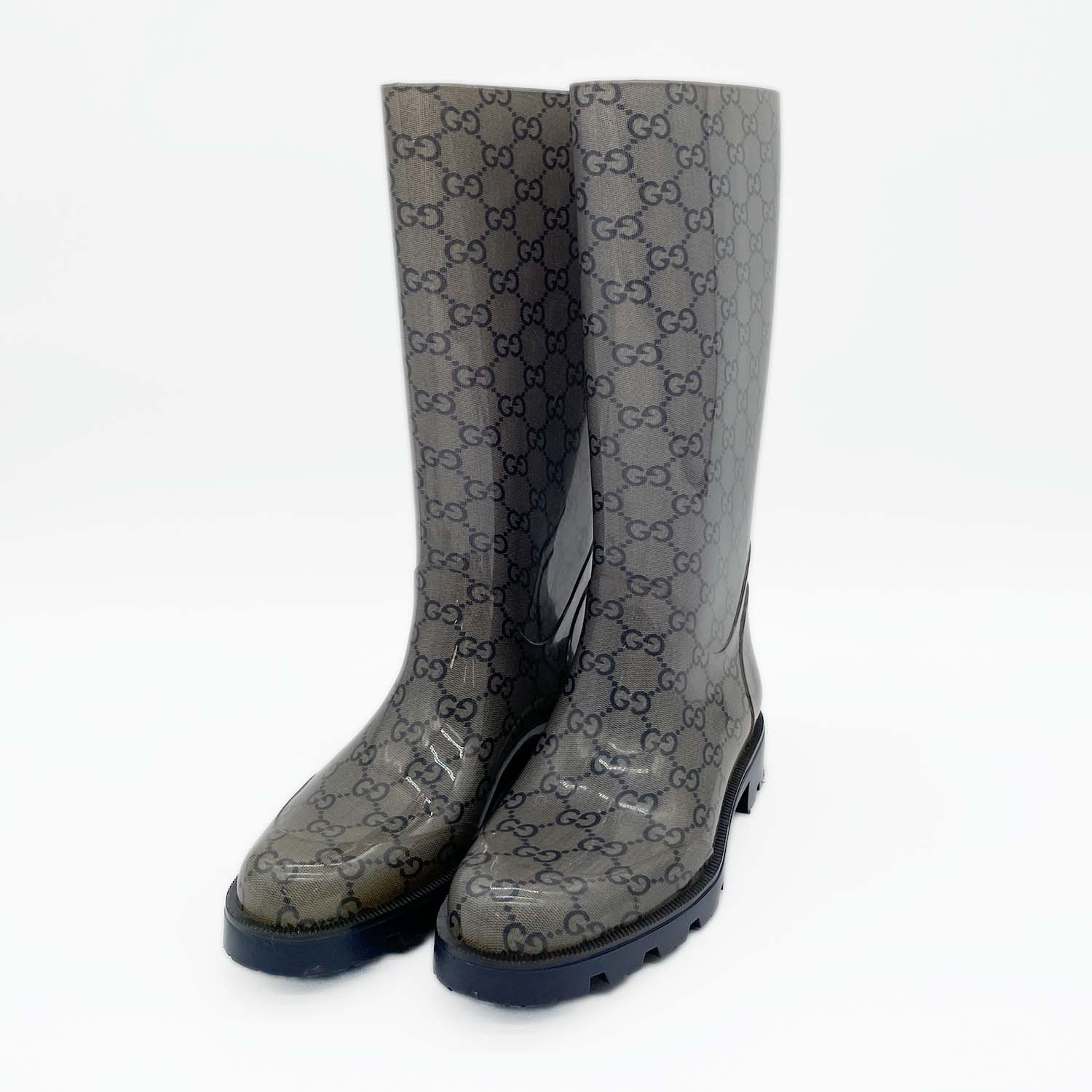 楽天市場】グッチ レインブーツ 37 約24cm 長靴 GG