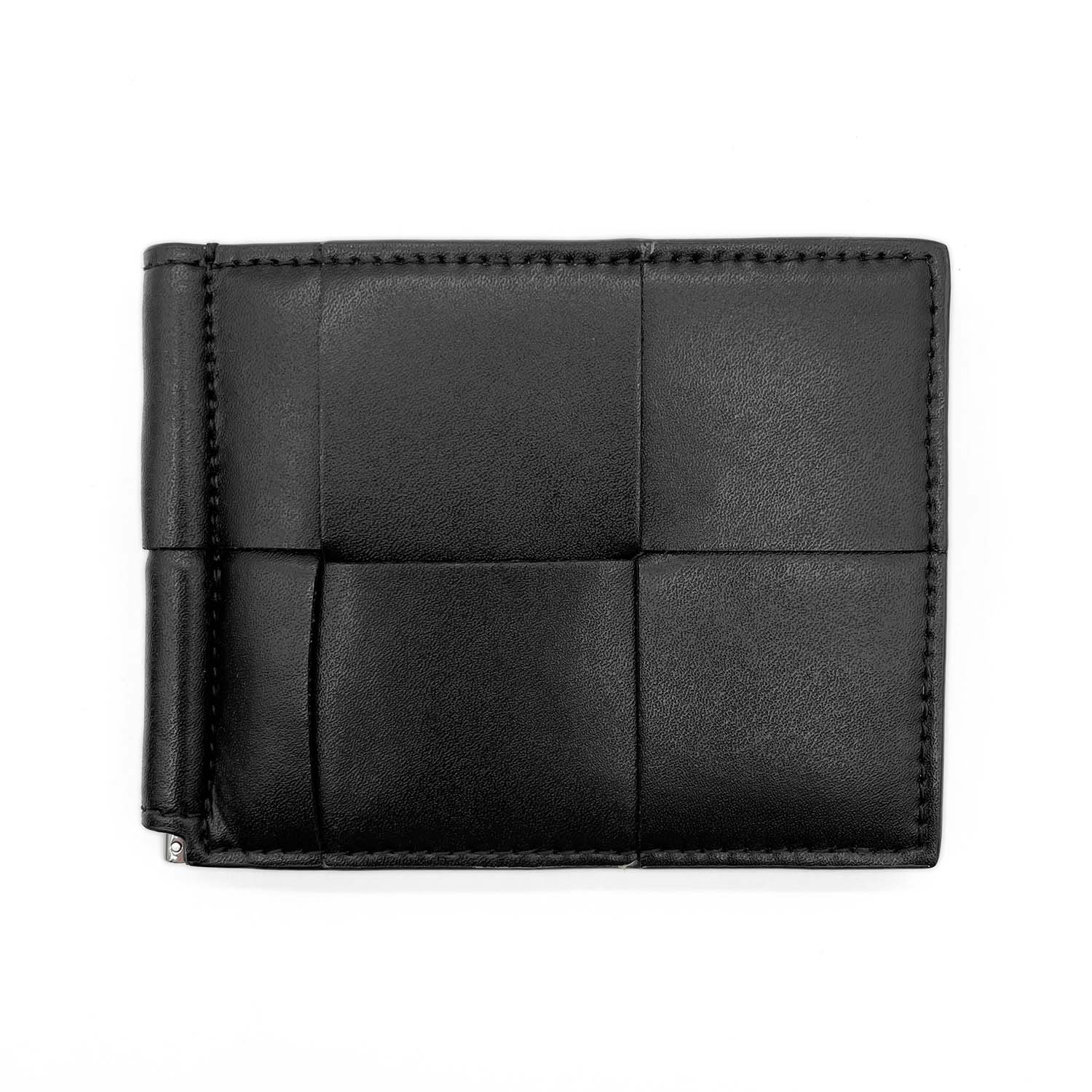 未使用　マキシイントレチャート　黒　　マネークリップ　黒　ボッテガべネタ BOTTEGA VENETA（ボッテガ・ヴェネタ） マネークリップ付き 二つ折り