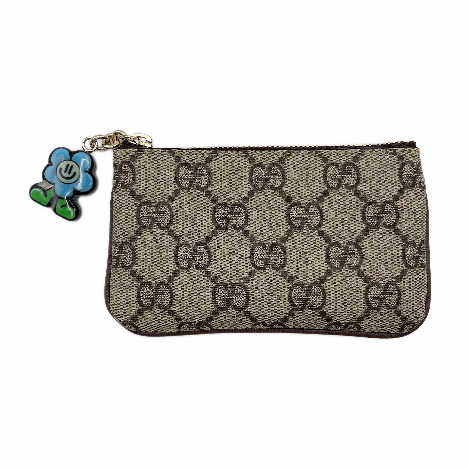 GUCCI グッチ GGスプリーム コインケース 小物入れ キーケース フラワー スマイル GGスプリーム 784730 PVC ブラウン レディース 【中古】|AURENE店