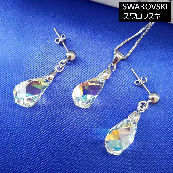 スワロフスキー ローズ オーロラ AB ネックレス チョーカー 大粒