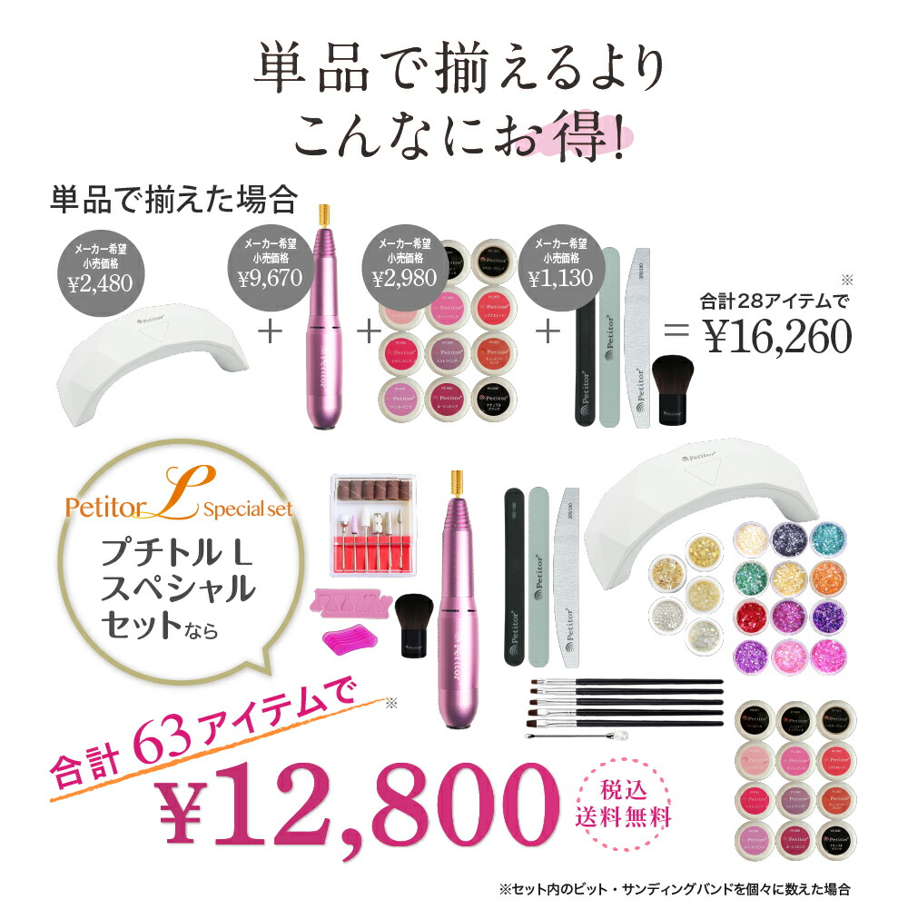 市場 ネイルマシン 63点セットでお得 プチトルl セルフ 上級者向け Petitor Lネイルマシン