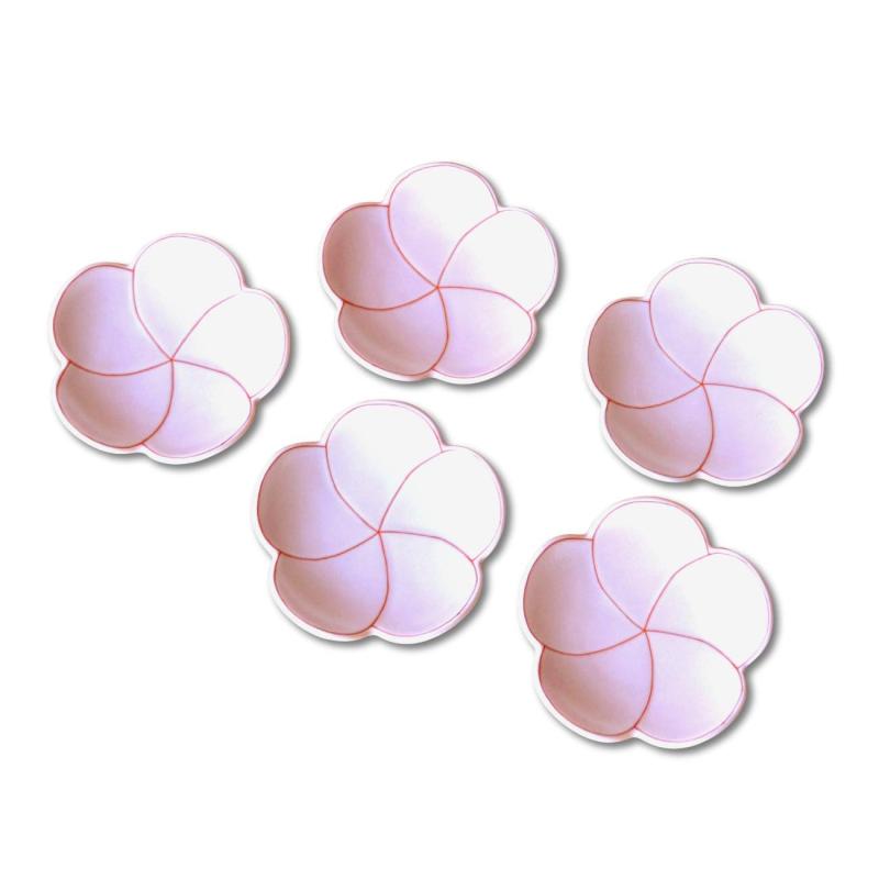 正月 食器 和食器 小皿 9cm 梅 縁起物 有田焼 幸梅（ピンク）小皿 ５枚セット 化粧箱入り