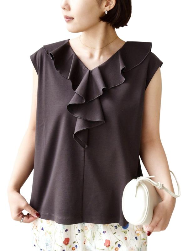 [シップス フォー ウィメン] SHIPS for women カットソー WEB先行 WEB 接触冷感/吸水速乾/洗濯機可能 ハイゲージ ポンチ フリル カットソー レディース 312330073｜オーロラビジョン
