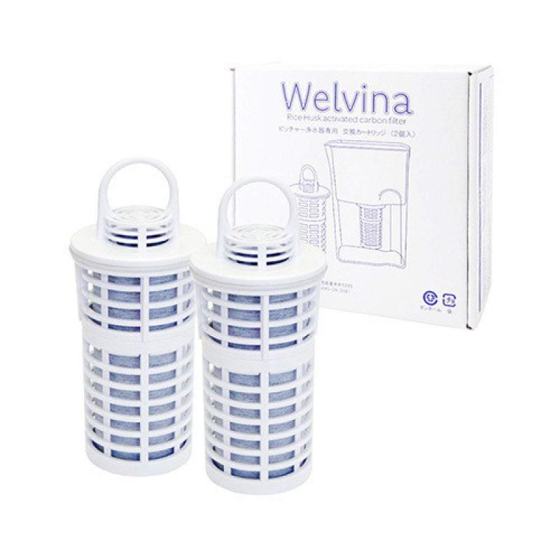 【正規品】シリカ水浄水器 Welvina ウェルビナ 浄水ピッチャー ポット型 専用カートリッジ1箱(2個入り) 2Ｌ/日で約1年分