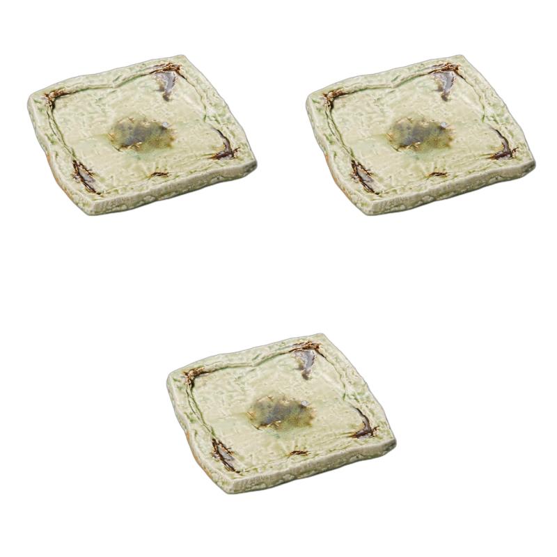 3個セット ビードロがた彫り正角皿 [ 23×23×3.7cm ] | 角皿陶磁器 セトモノホンポ(Setomonohonpo)
