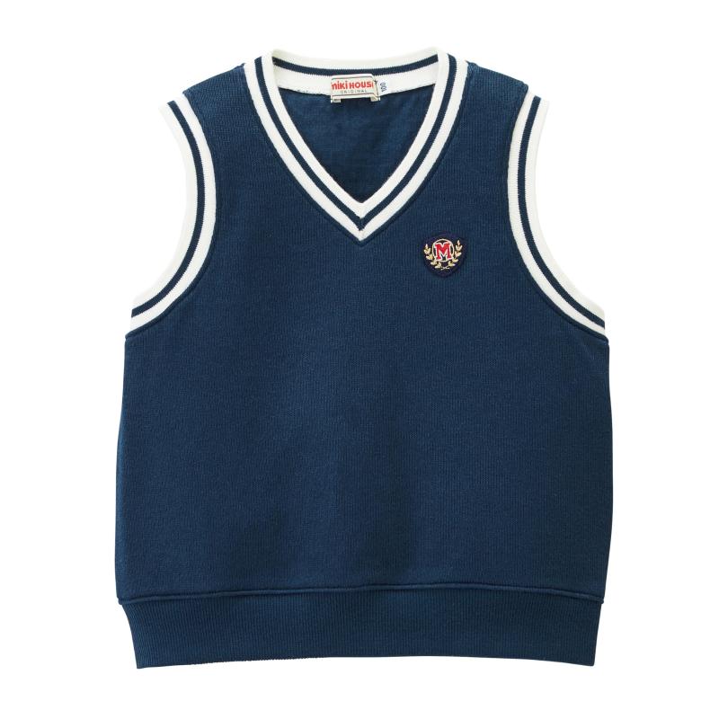 [ミキハウス] ベスト Vネック フォーマル 無地 日本製 男の子 ベビー キッズ 子供服 卒園式 入学式 通園 通学 10-5705-576