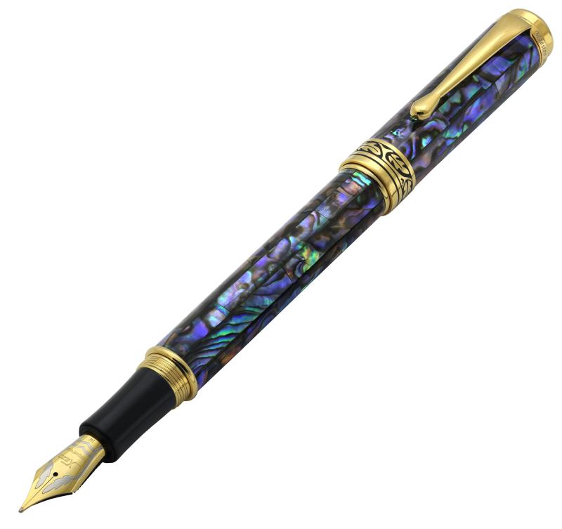 Xezo マエストロ 万年筆 中細ペン先 (0.45mmライン) Gift of Writing Series 18K 金メッキ パウアアワビ ハンドメイド 連載済み 各ユニーク 21,808円