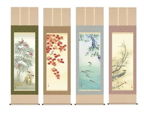 掛け軸-江桂舟・四季花鳥（四幅一揃い）（花鳥画掛け軸・掛軸）（床の間）