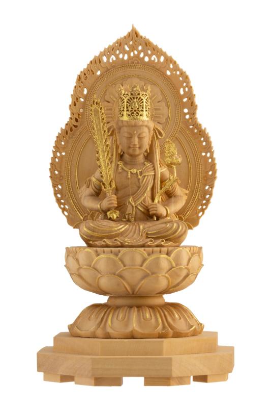 最小限度仏 虚空蔵菩薩 11糎（木製：ツゲ 金泥仕上）＿仏像 図形 木彫り 飾りつけ（GSB味わいうぞうぼさつ