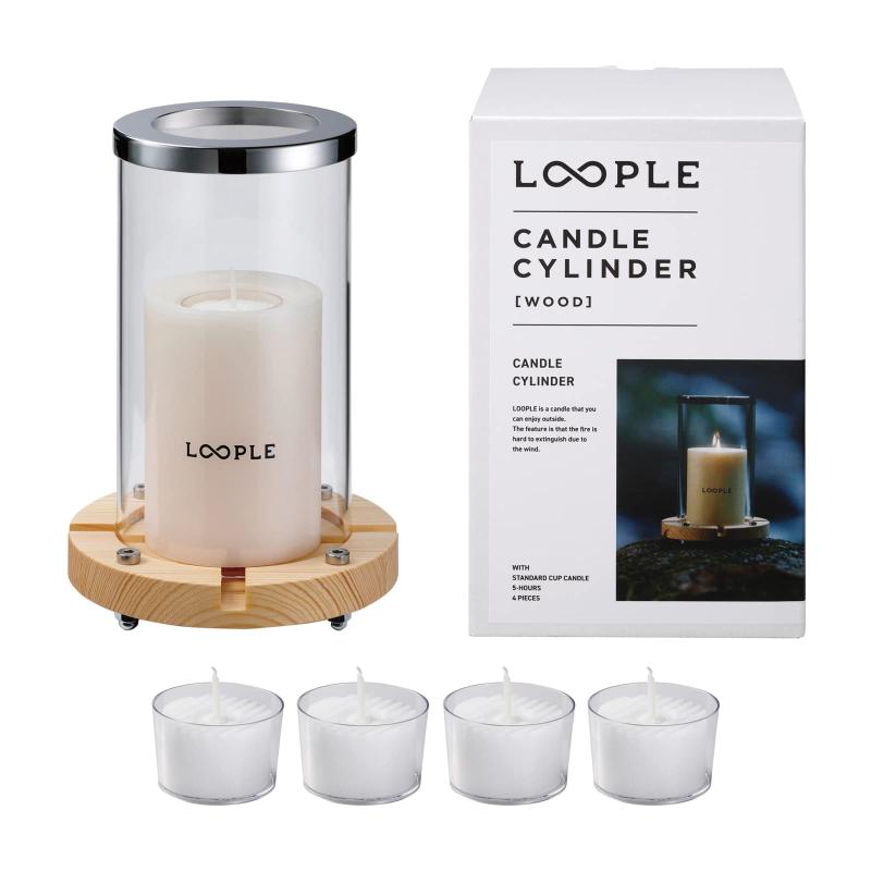 ［ LOOPLE ］ ループル 蝋燭円柱 「 白木 」 (象牙色) スタンダードカップキャンドル4個付 焚き附ける第四次元:約5第四次元 無芳ばしさ