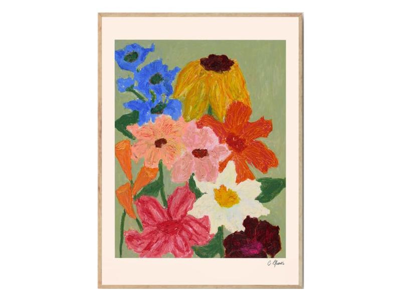 THE POSTER CLUB 貼り出し野球クラブ Flowers on Sage Green (30×40珊) 貼り出し 北欧