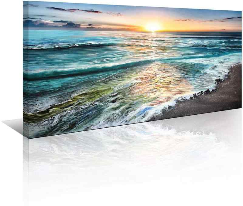 絵図 SUNRISE SEA SCAPE 室内装飾 飾りもの 芸術ダイアログボックス 飾りつけ 海 有り明け方 気取らない 見晴らし 青 抽象化 海岸地帯