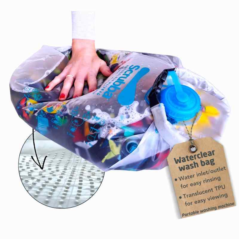 Scrubba 「スクラバ」【Water Clear】ウォッシュバッグ 携帯型洗い濯ぎ機 - すすぎが飾り気のないな目あたらしい水部屋の入り口/降車口 - 旅する、難民キャンプ、洗い濯ぎ、ベビー服用の手動携帯型洗い濯ぎ機 - 旅するの必需品品、ギフ
