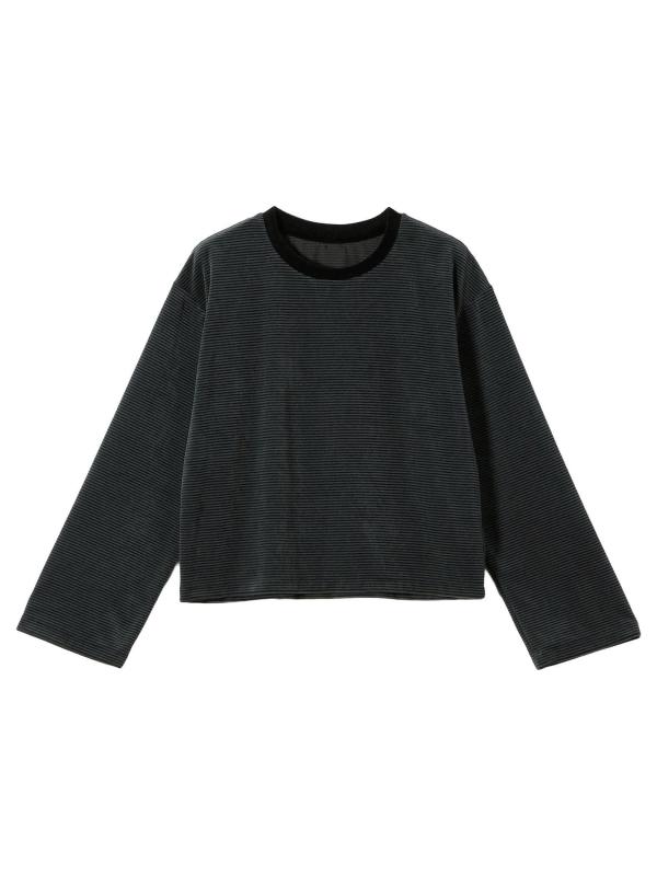 [シップス フォー ウィメン] SHIPS for women カットソー 手洗い可能 コットン ポリエステル ベロア ワイド スリーブ ボーダー レディース 312060164｜オーロラビジョン