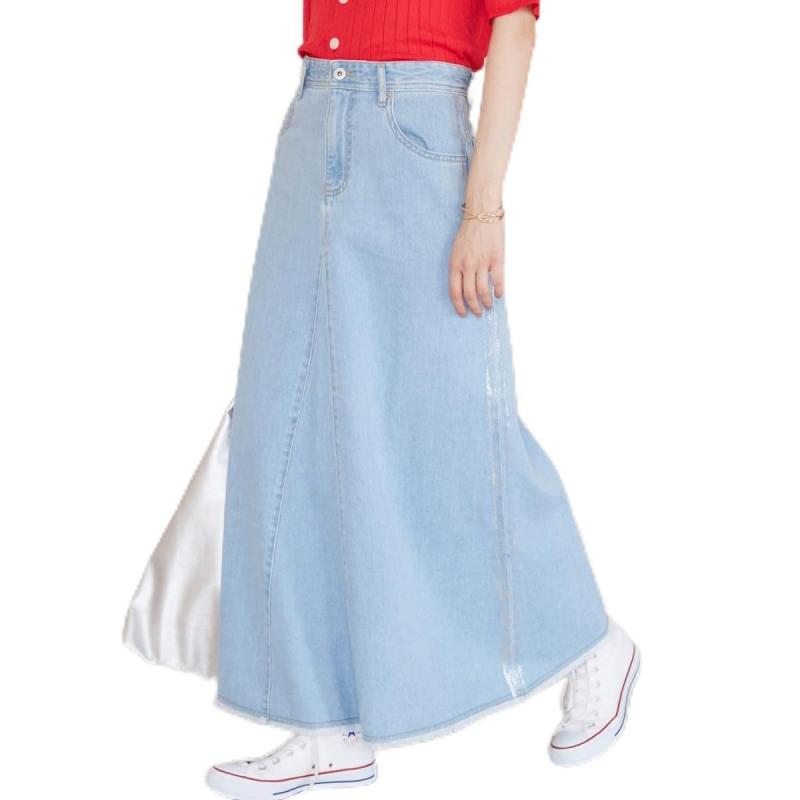 ROPE' PICNIC(ロペピクニック) スカートセミフレアロング箔プリントdenimスカートレディース｜オーロラビジョン