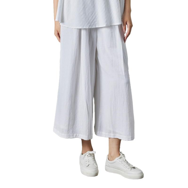 [Huaxure Hemp] 涼感 素材&times;体型カバー レディース ワイドパンツ 薄手 ガウチョパンツ ロングパンツ 夏服 微透け ストレッチ｜オーロラビジョン