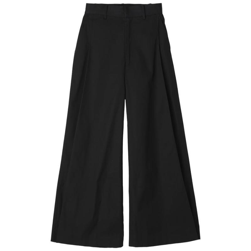 [EIMY ISTOIRE] タックボタンワイドパンツ (BLACK) レディース 美脚 脚長 きれいめ オフィス 通勤 大人 上品 エレガント フェミニン 春夏秋冬｜オーロラビジョン