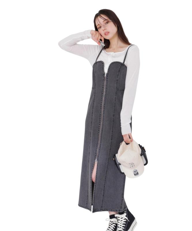 PROPORTION BODY DRESSING(プロポーションボディドレッシング) カジュアルドレス〈a/mie〉デニムジャンスカレディース｜オーロラビジョン