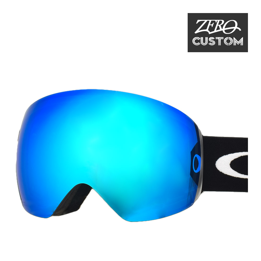 オークリー + ZERO 当店独自カスタム ゴーグル スノーゴーグル OAKLEY FLIGHT DECK L フライトデッキL グローバルフィット MATTE BLACK SAPPHIRE MIRROR ozcg-fld019