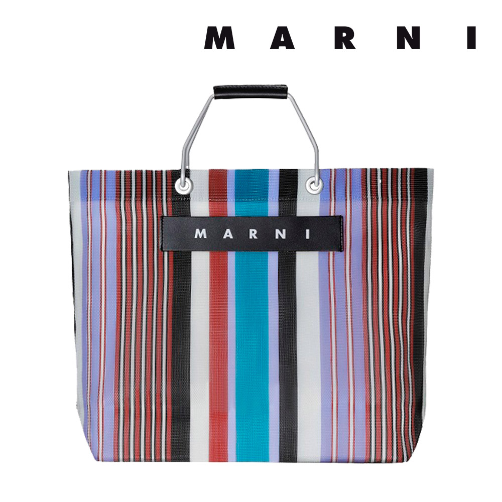 qui-est-la-avenir様ご購入専用 マルニ フラワーカフェ バッグ MARNI マルニフラワーカフェ トートバッグ ストライプ メッシュ