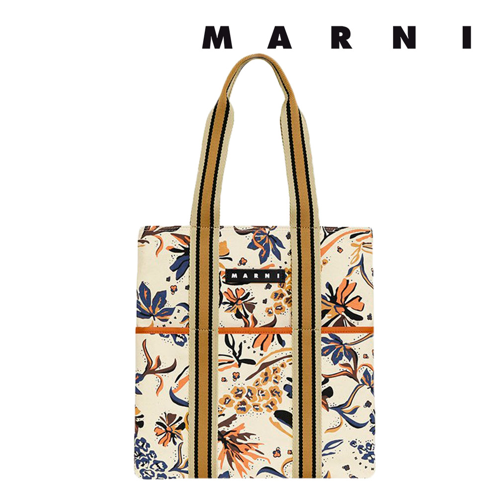 マルニ フラワー カフェ MARNI FLOWER CAFE レディース カバン カラー ブロック キャンバス トート バッグ 【返品交換不可】