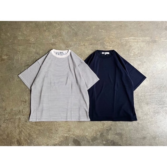 《Service Price 30割》【BASISBROEK】バージスブルック 『BOOMN』Cotton Nylon Border Knit T-Shirt  style No.25117Q