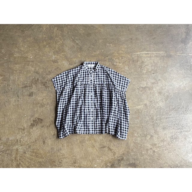 【SOIL】 ソイル Fancy Gingham Check Banded Collar French Sleeve Shirt style No.NSL26101 |AUTHENTIC Life Store