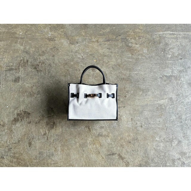 【VIOLAd\u0027ORO】ヴィオラドーロ 『BRUNO』Canvas Italian Leather Piping 2way Tote Bag M  style No.V-2287