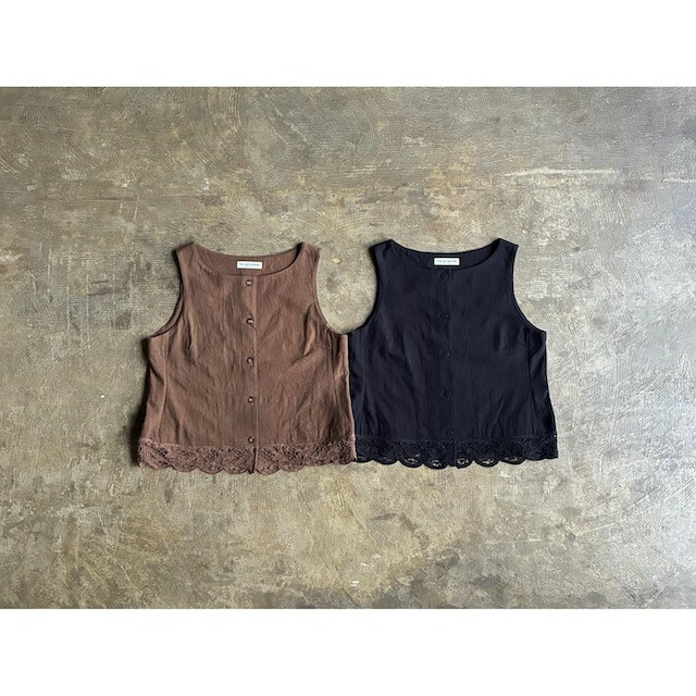【Shinzone】 シン領域 『BATTENBERG LACE GILET』Cotton Linen Lace No Sleeve Gilet  style No. 26MMSBL03