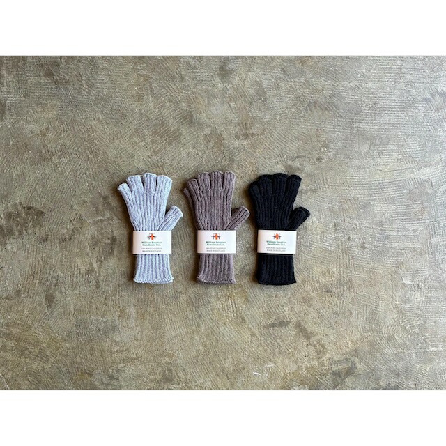 【William Brunton】 ウィリアム ブラントン  3Ply Cashmere Rib Fingerless Glove  style No.WB-2306
