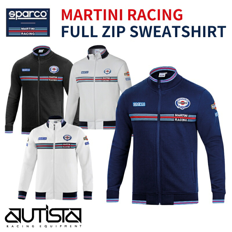 Sparco MARTINI RACING FULL ZIP SWEATSHIRT スパルコ マルティニ レーシング フルジップ スウェット 長袖【店頭受取対応商品】