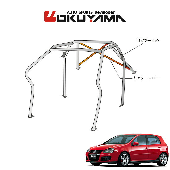 OKUYAMA オクヤマ OKUYAMA ロールバー スチール製 VW ゴルフ5 1KAXX 右ハンドル [8P/No.11/2名] ダッシュボード逃げタイプ ※個人宅への配送不可、送料注意