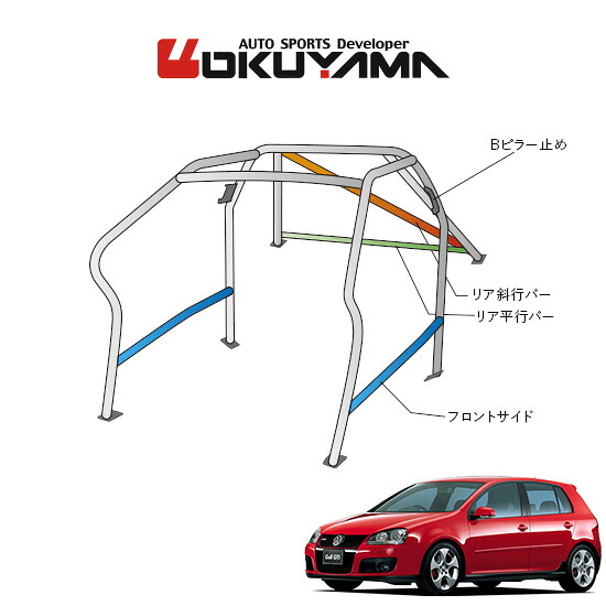 OKUYAMA オクヤマ OKUYAMA ロールバー スチール製 VW ゴルフ5 1KAXX 右ハンドル [10P/No.13/2名] ダッシュボード逃げタイプ ※個人宅への配送不可、送料注意｜オートクラフト