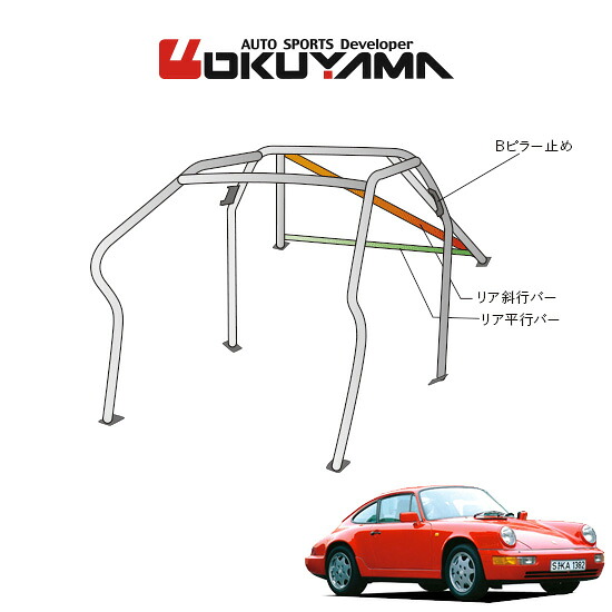 OKUYAMA オクヤマ OKUYAMA ロールバー スチール製 ポルシェ 911 964 左ハンドル [8P/No.10/2名] ダッシュボード逃げタイプ ※個人宅への配送不可、送料注意 85,130円