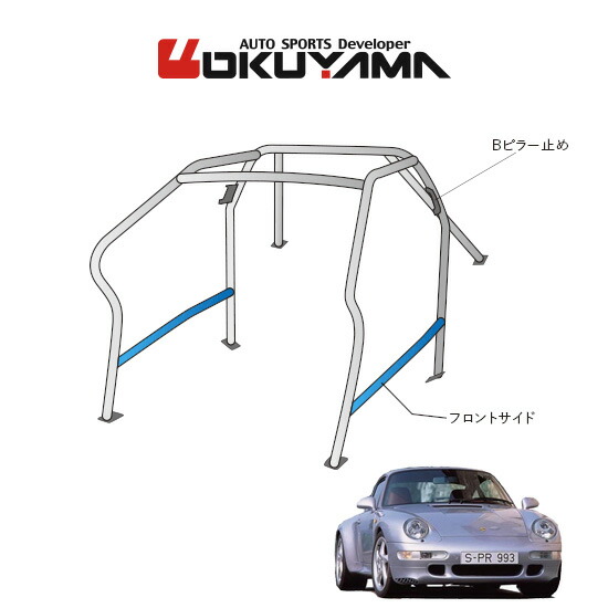 OKUYAMA オクヤマ OKUYAMA ロールバー スチール製 ポルシェ 911 993 左ハンドル [8P/No.8/2名] ダッシュボード逃げタイプ ※個人宅への配送不可、送料注意