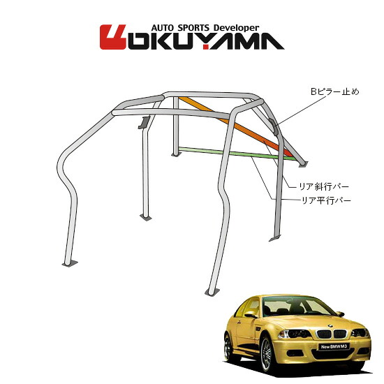 OKUYAMA オクヤマ OKUYAMA ロールバー スチール製 BMW E46 M3 BL32 サンルーフ [8P/No.10/2名] ダッシュボード逃げタイプ ※個人宅への配送不可、送料注意｜オートクラフト