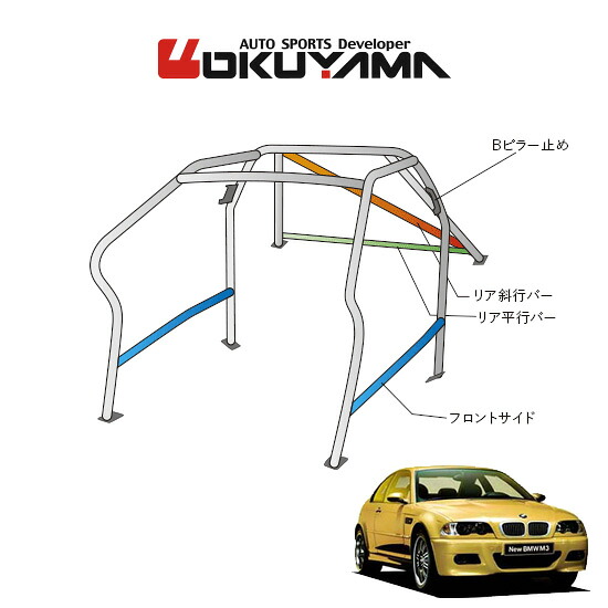 OKUYAMA オクヤマ OKUYAMA ロールバー スチール製 BMW E46 M3 BL32 サンルーフ [10P/No.13/2名] ダッシュボード逃げタイプ ※個人宅への配送不可、送料注意｜オートクラフト