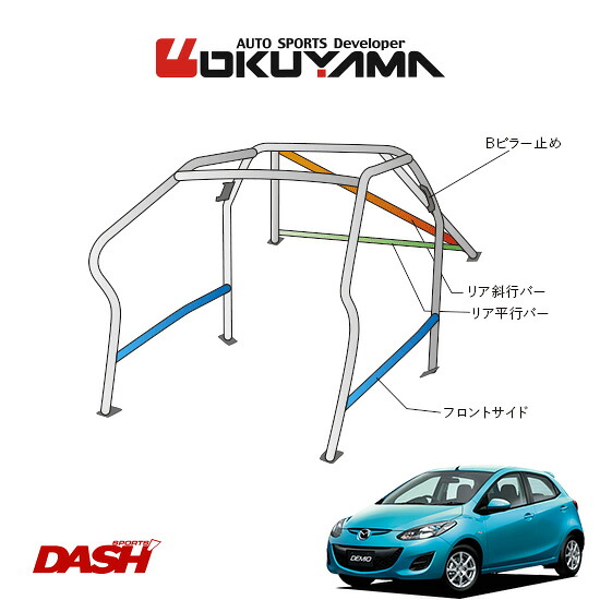 OKUYAMA オクヤマ DASH ロールバー スチール製 デミオ DE5FS [10P/No.13/2名] ダッシュボード逃げタイプ ※個人宅への配送不可、送料注意｜オートクラフト