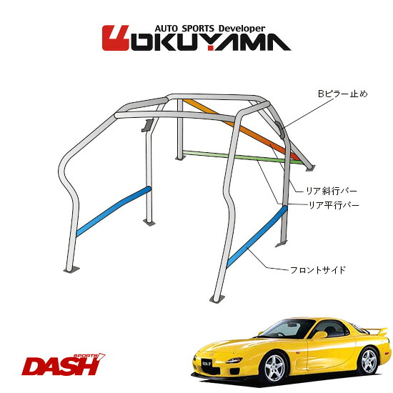 OKUYAMA オクヤマ DASH ロールバー スチール製 RX-7 FD3S [10P/No.13/2名] ダッシュボード逃げタイプ ※個人宅への配送不可、送料注意｜オートクラフト