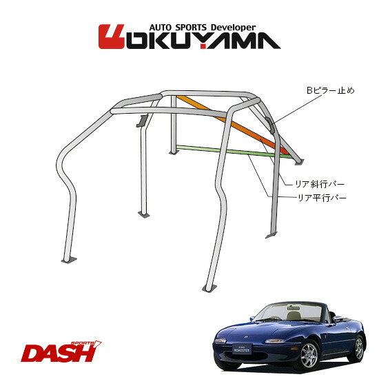 OKUYAMA オクヤマ DASH ロールバー スチール製 ロードスター NA6CE/NA8C [8P/No.10/2名] ダッシュボード逃げタイプ ※個人宅への配送不可、送料注意