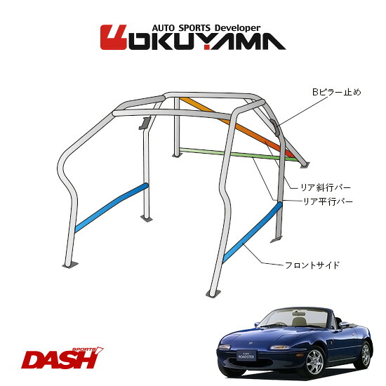 OKUYAMA オクヤマ DASH ロールバー スチール製 ロードスター NA6CE/NA8C [10P/No.13/2名] ダッシュボード逃げタイプ ※個人宅への配送不可、送料注意｜オートクラフト
