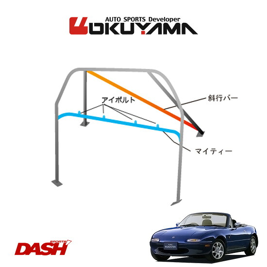 OKUYAMA オクヤマ DASH ロールバー スチール製 ロードスター NA6CE/NA8C [5P+マイティー/No.F/2名] ※個人宅への配送不可、送料注意