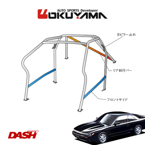 補強パーツ サンルーフ付車 Ps13 S13 シルビア スチール製 ロールバー Dash オクヤマ Okuyama 9p No 12 2名 個人宅への配送不可 送料注意 ダッシュボード逃げタイプ 新作モデル