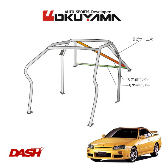 OKUYAMA オクヤマ DASH ロールバー スチール製 スカイライン ER34 [8P/No.10/2名] ダッシュボード逃げタイプ ※個人宅への配送不可、送料注意