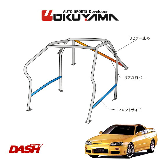 OKUYAMA オクヤマ DASH ロールバー スチール製 スカイライン ER34 [9P/No.12/2名] ダッシュボード逃げタイプ ※個人宅への配送不可、送料注意